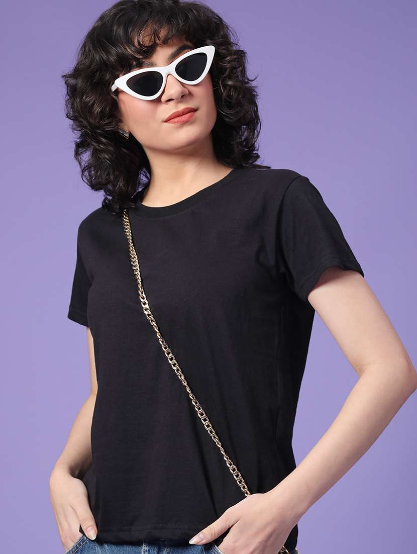 women solid short sleeve t-shirt