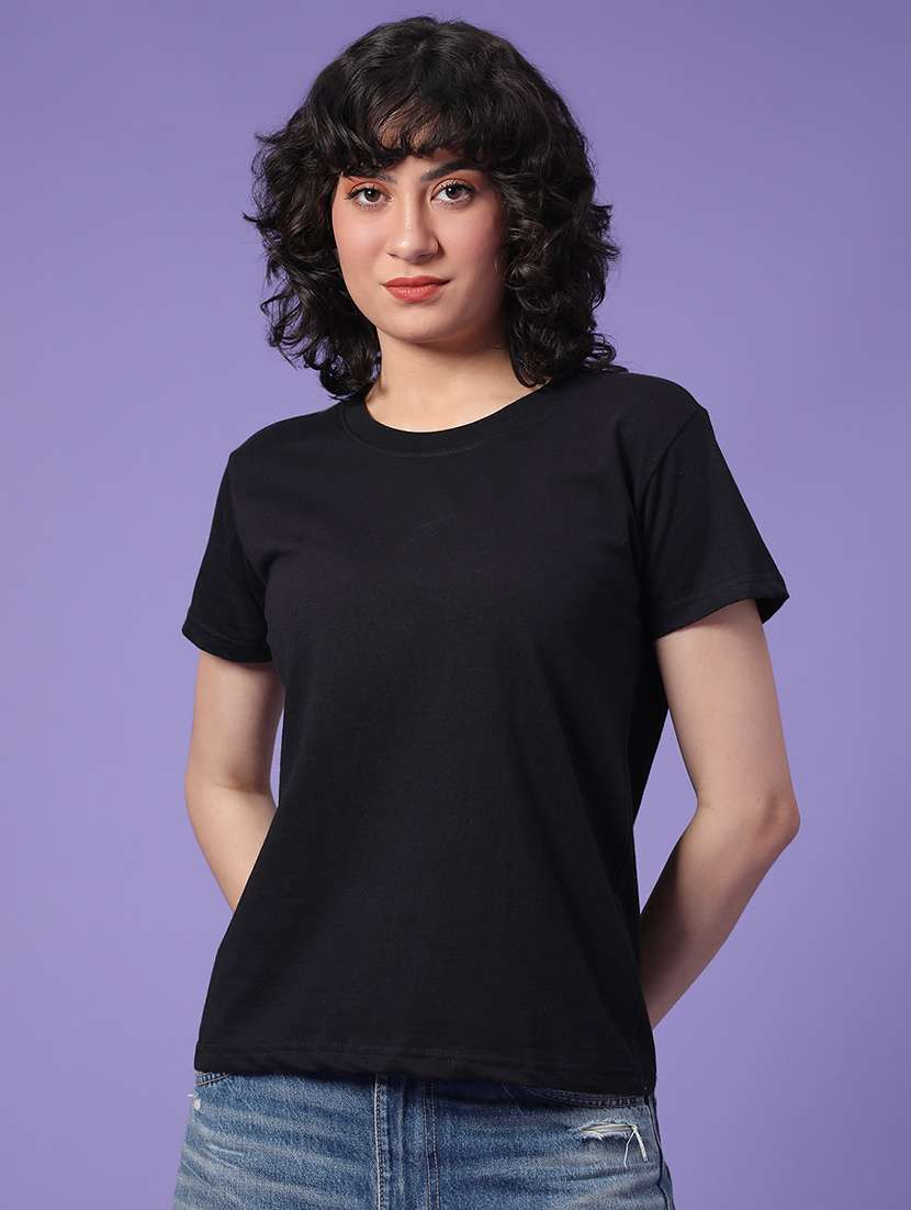 women solid short sleeve t-shirt - 22035787 -  Standard Image - 1