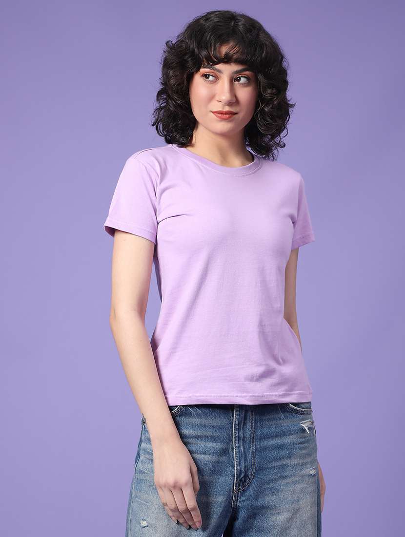 women solid short sleeve t-shirt - 22035788 -  Standard Image - 1