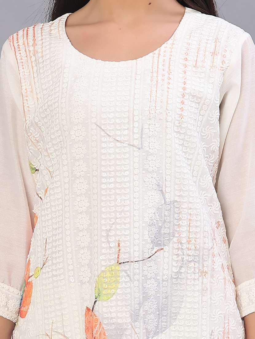 women printed three quarter sleeve straight kurta - 22035902 -  Standard Image - 6