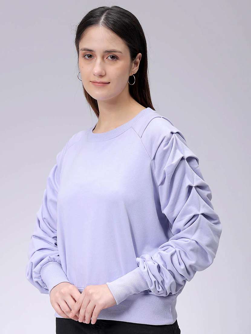 women lavender solid long sleeve sweatshirt - 22036505 - Standard Image - 1