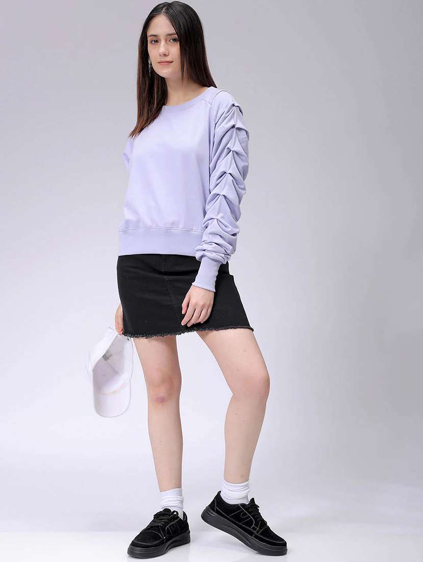 women lavender solid long sleeve sweatshirt - 22036505 - Standard Image - 4