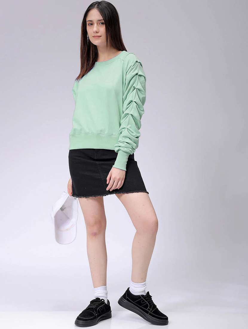 women solid long sleeve sweatshirt - 22036506 - Standard Image - 4