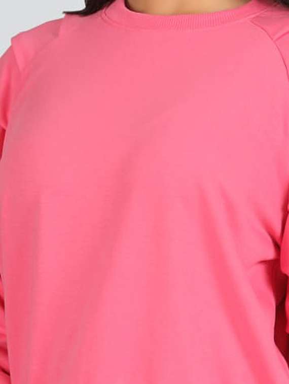 women pink solid long sleeve sweatshirt - 22036508 - Standard Image - 4