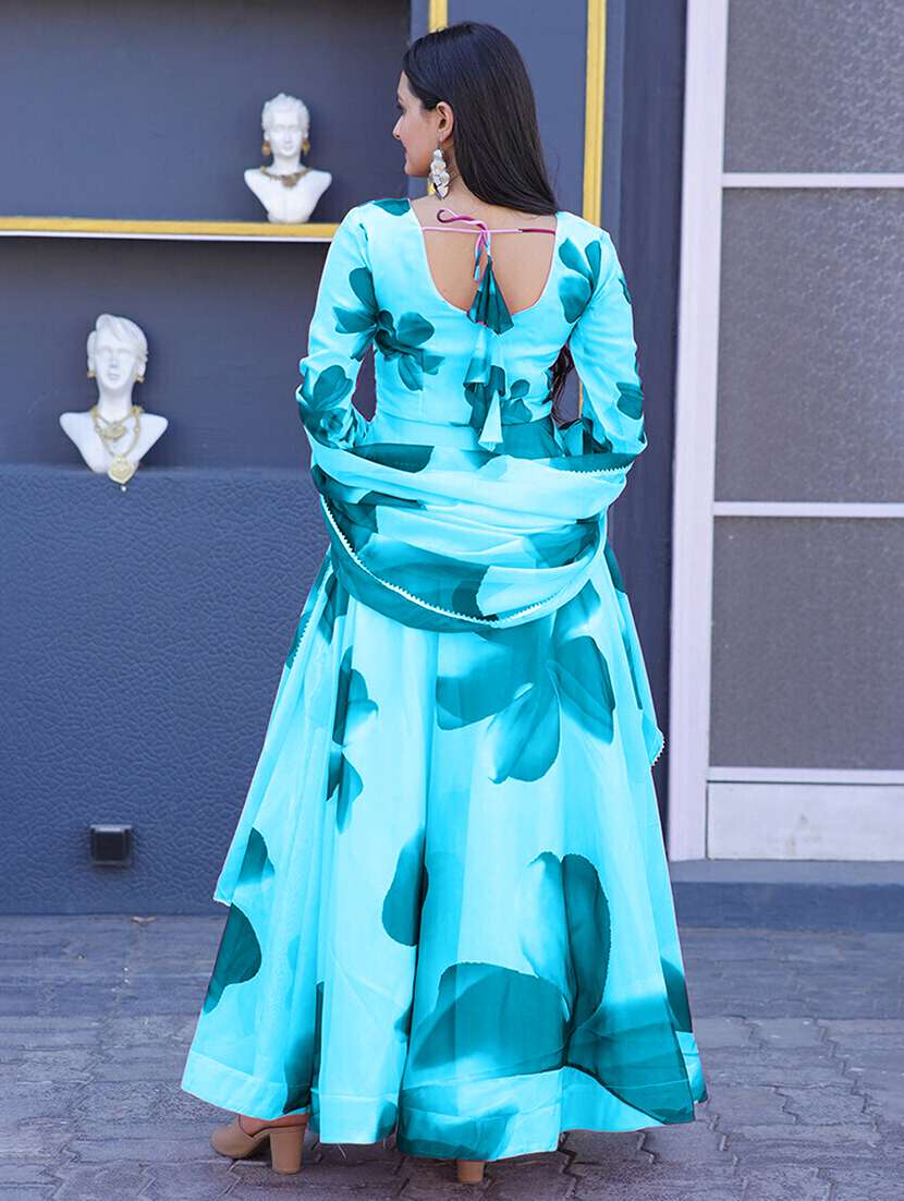 women floral print long sleeve anarkali kurta and dupatta set - 22036625 -  Standard Image - 1