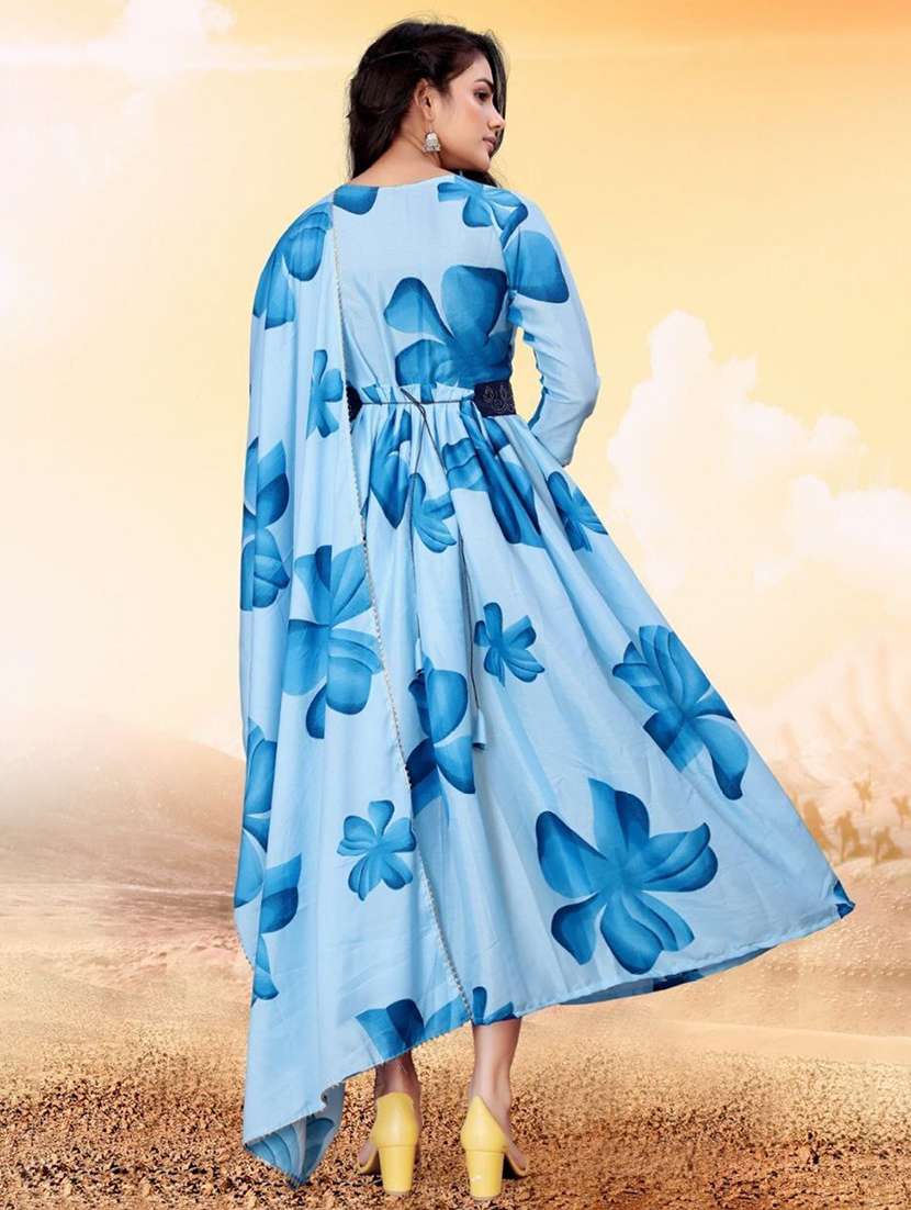 women floral print long sleeve anarkali kurta and dupatta set - 22036643 -  Standard Image - 1