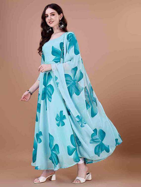 women floral printed three quarter sleeve kurta dupatta set - 22036711 -  Standard Image - 1