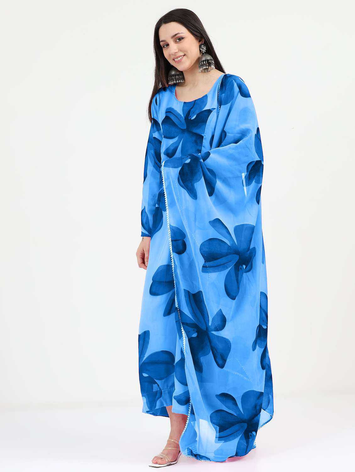 women floral printed long sleeve kurta dupatta set