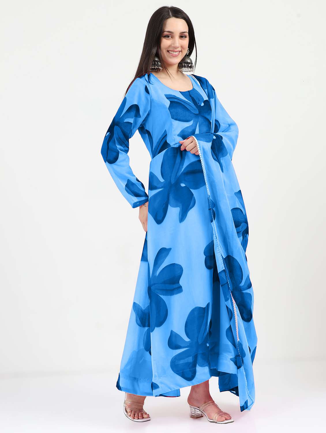 women floral printed long sleeve kurta dupatta set - 22036753 - Standard Image - 1