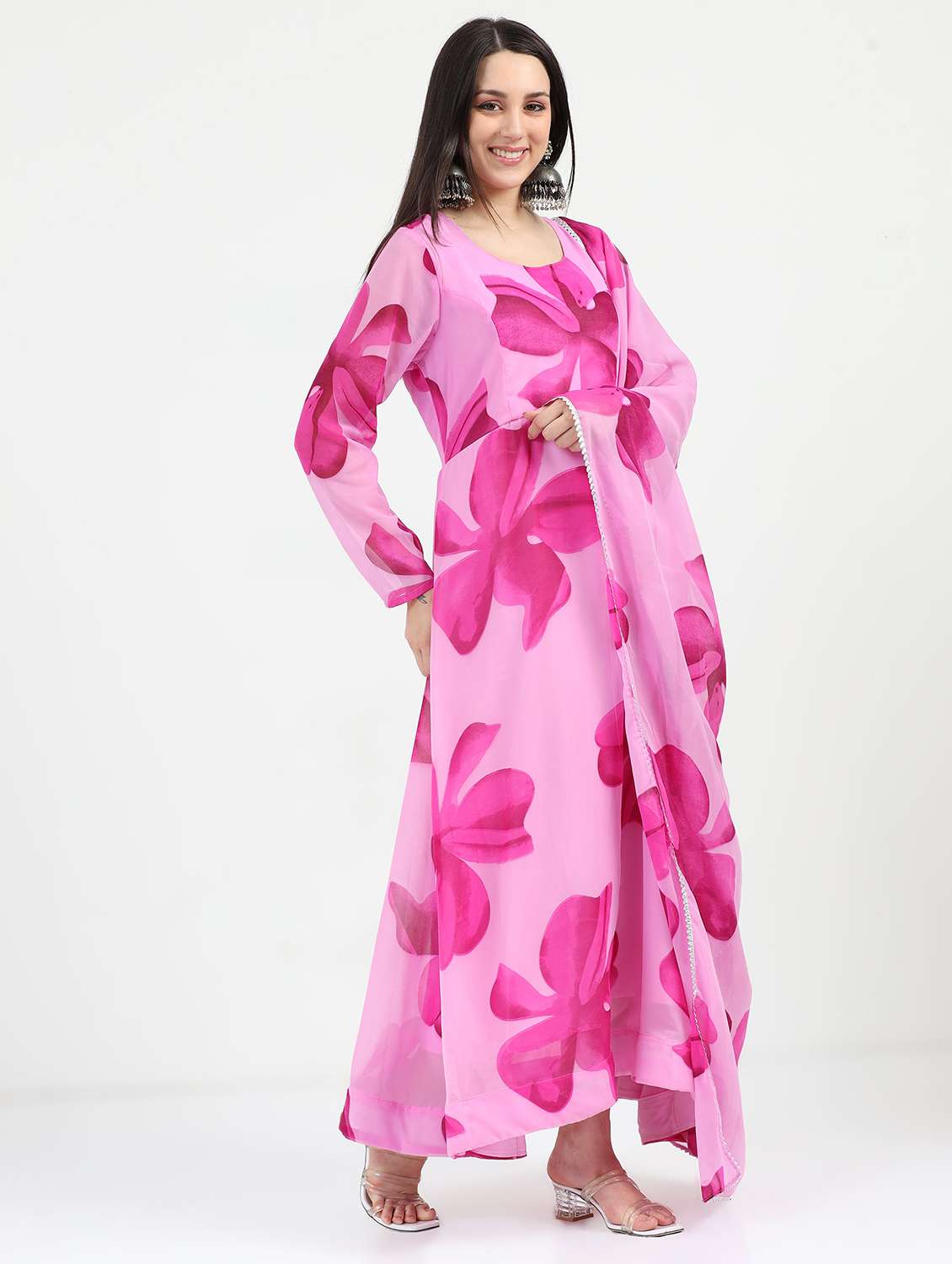 women floral printed long sleeve kurta dupatta set - 22036754 - Standard Image - 1