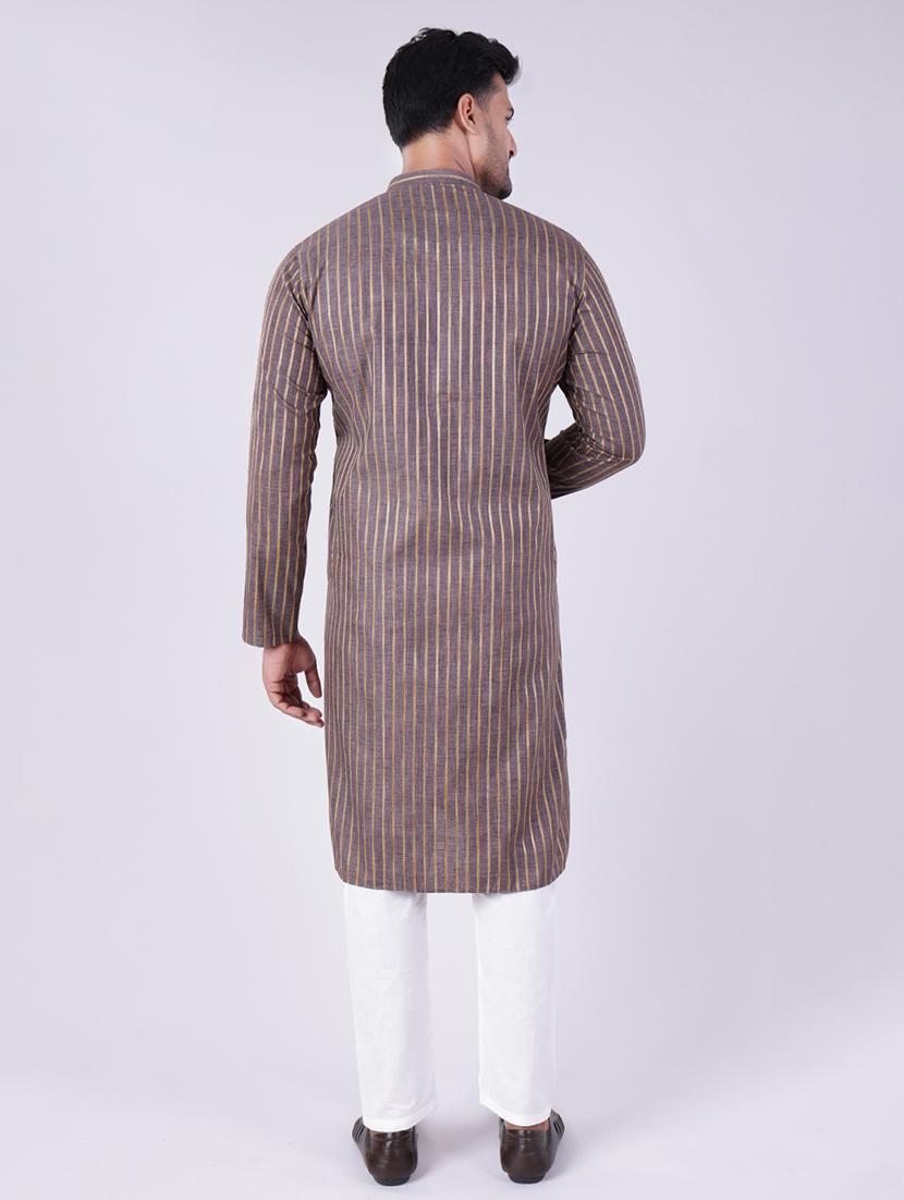 men checkered long sleeve kurta and pyjama set - 22036921 - Standard Image - 4