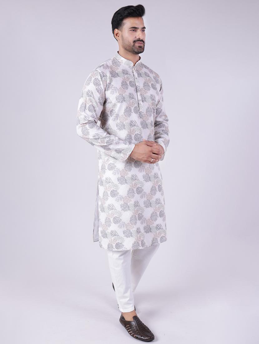 men printed long sleeve kurta and pyjama set - 22036922 - Standard Image - 4