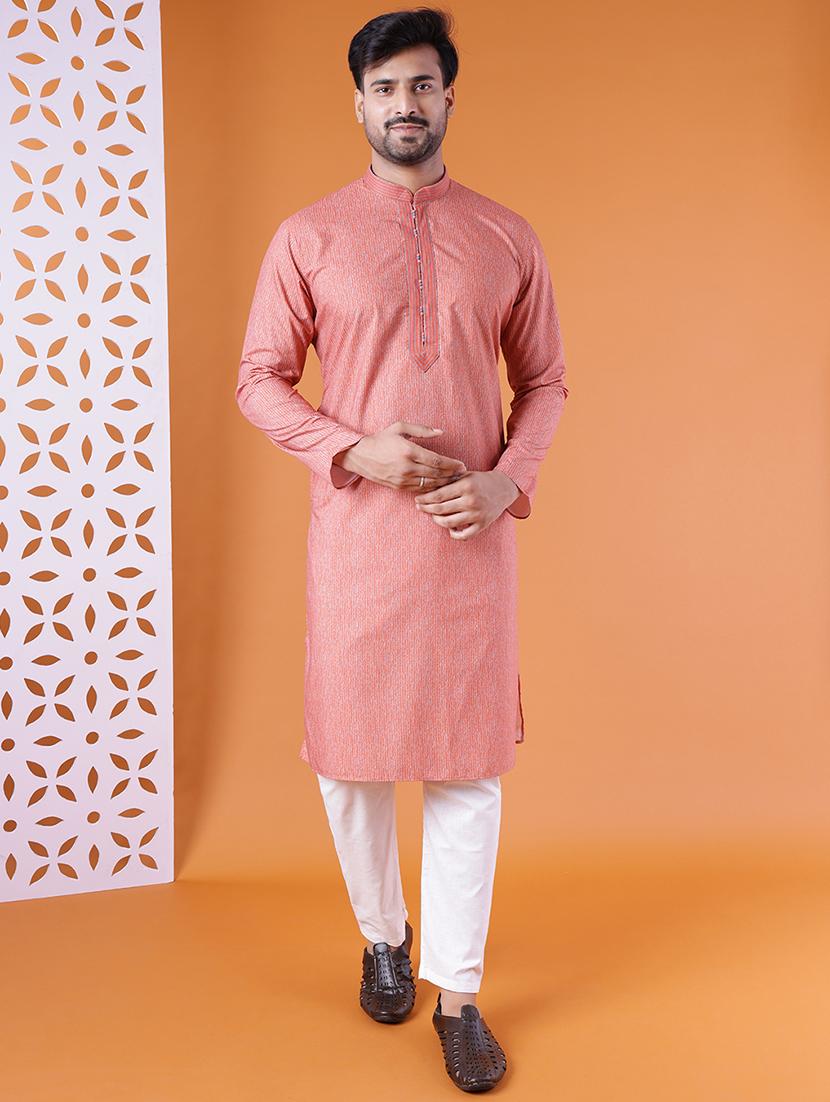 men solid long sleeve kurta and pyjama set - 22036924 - Standard Image - 4