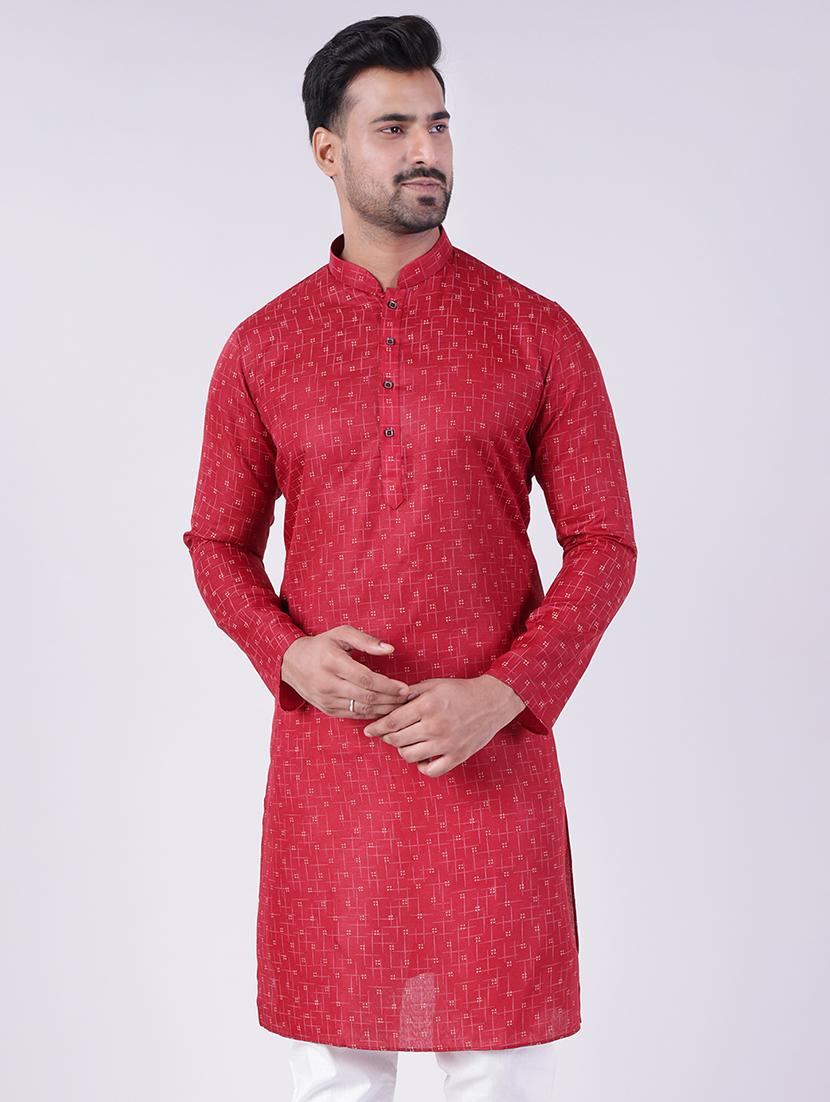 men printed long sleeve kurta and pyjama set - 22036925 -  Standard Image - 1