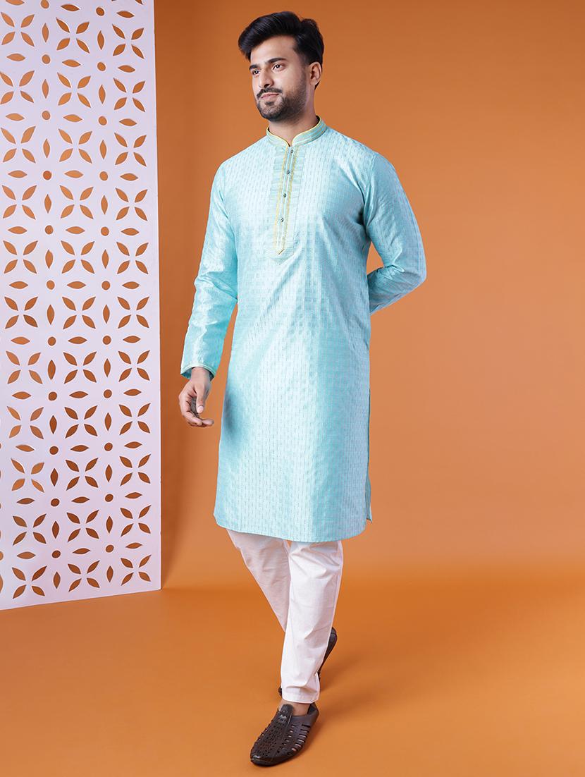 men self designed long sleeve kurta and pyjama set - 22036926 -  Standard Image - 1