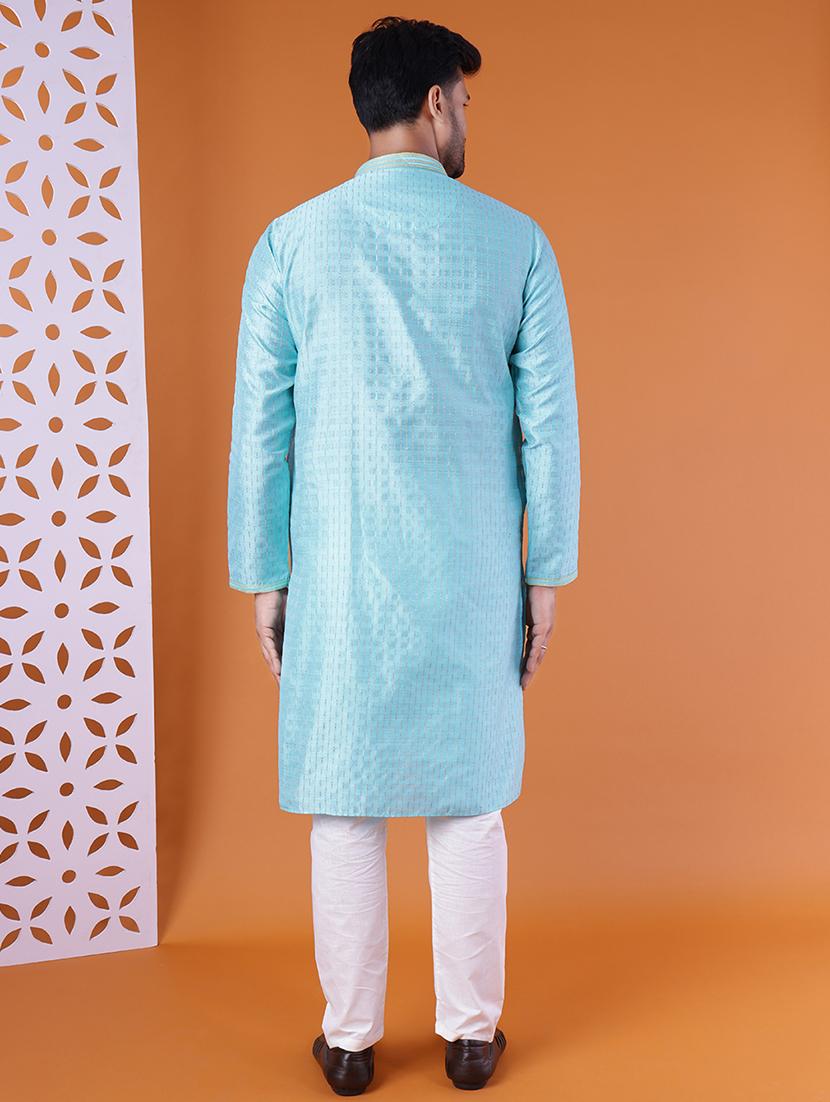 men self designed long sleeve kurta and pyjama set - 22036926 - Standard Image - 4