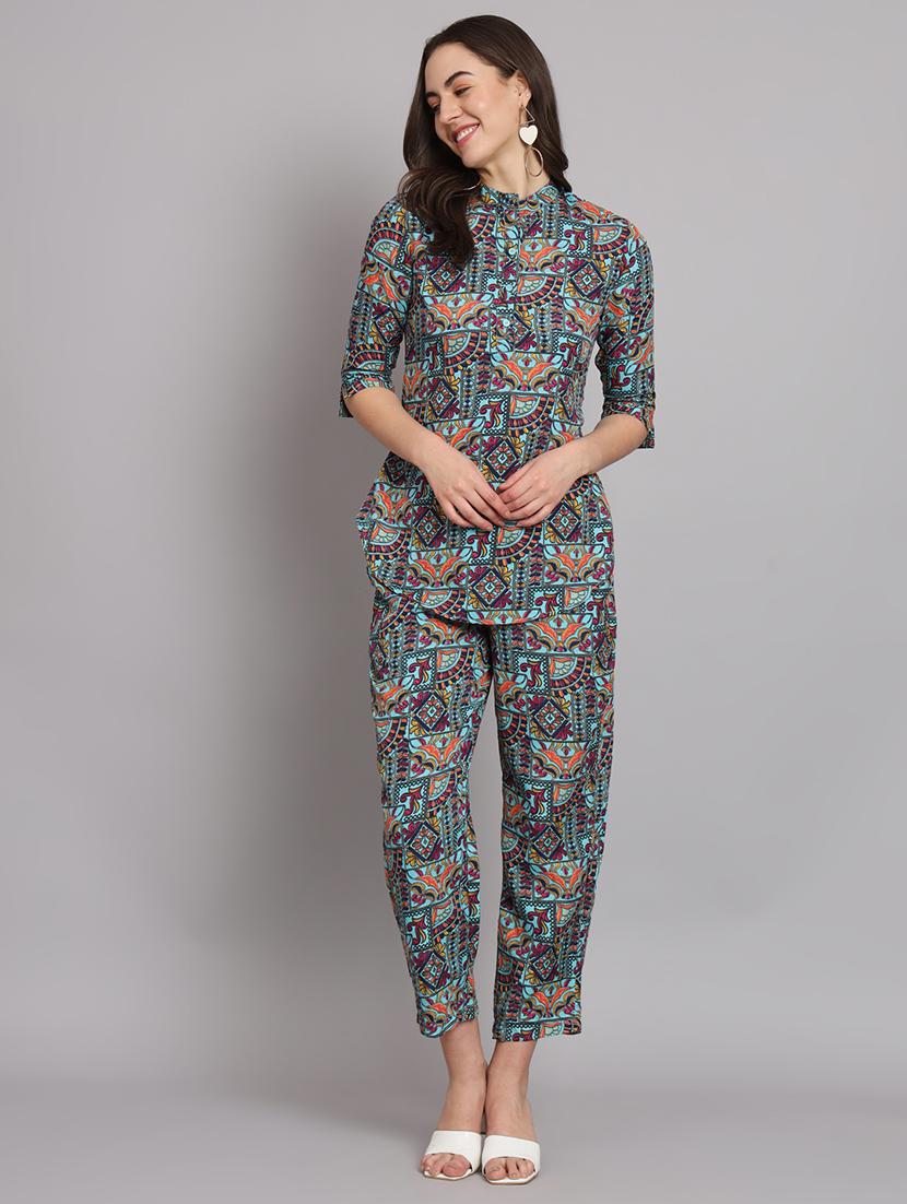 women printed top and trouser co-ord set - 22036928 - Standard Image - 1