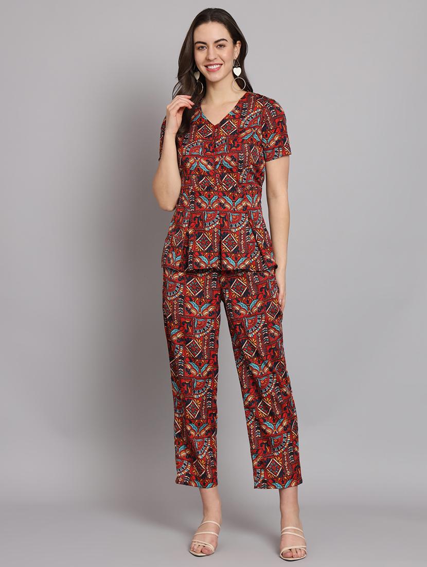 women printed top and trouser co-ord set - 22036929 -  Standard Image - 1