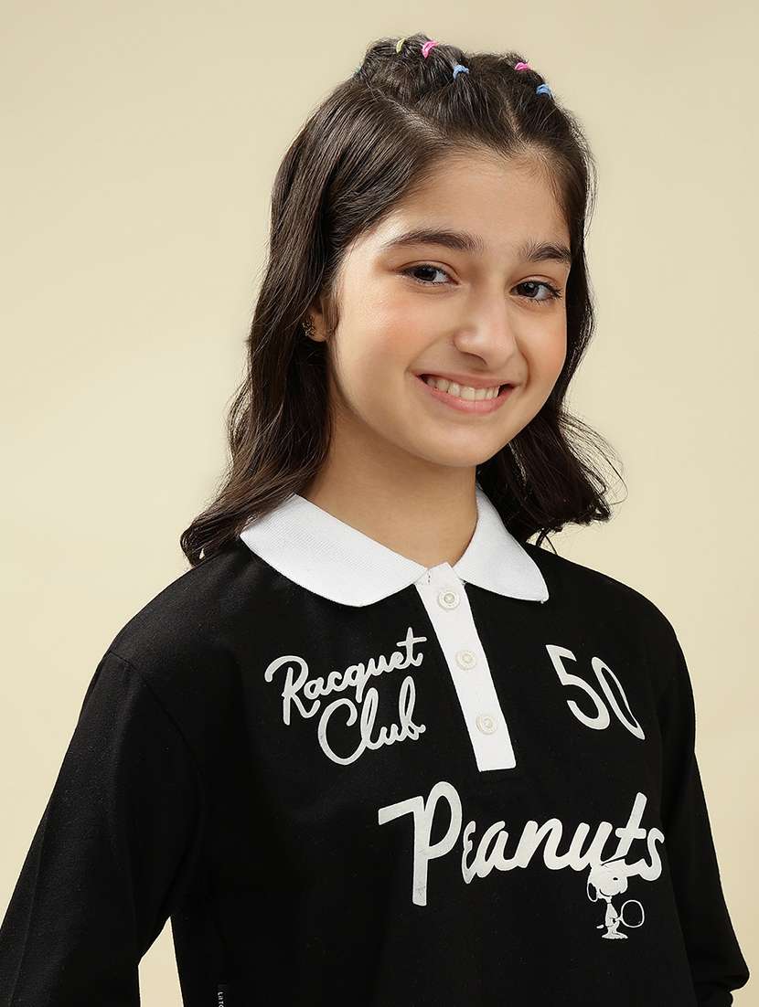girls printed long sleeve crop top - 22036936 - Standard Image - 4