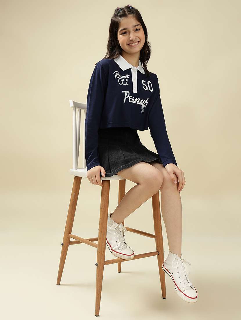 girls printed long sleeve crop top - 22036937 -  Standard Image - 4