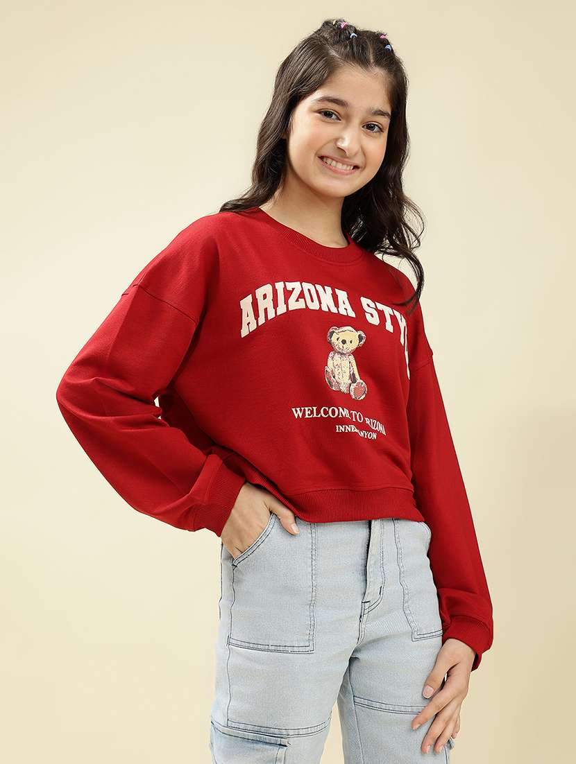 girls printed long sleeve sweatshirt - 22036947 - Standard Image - 1