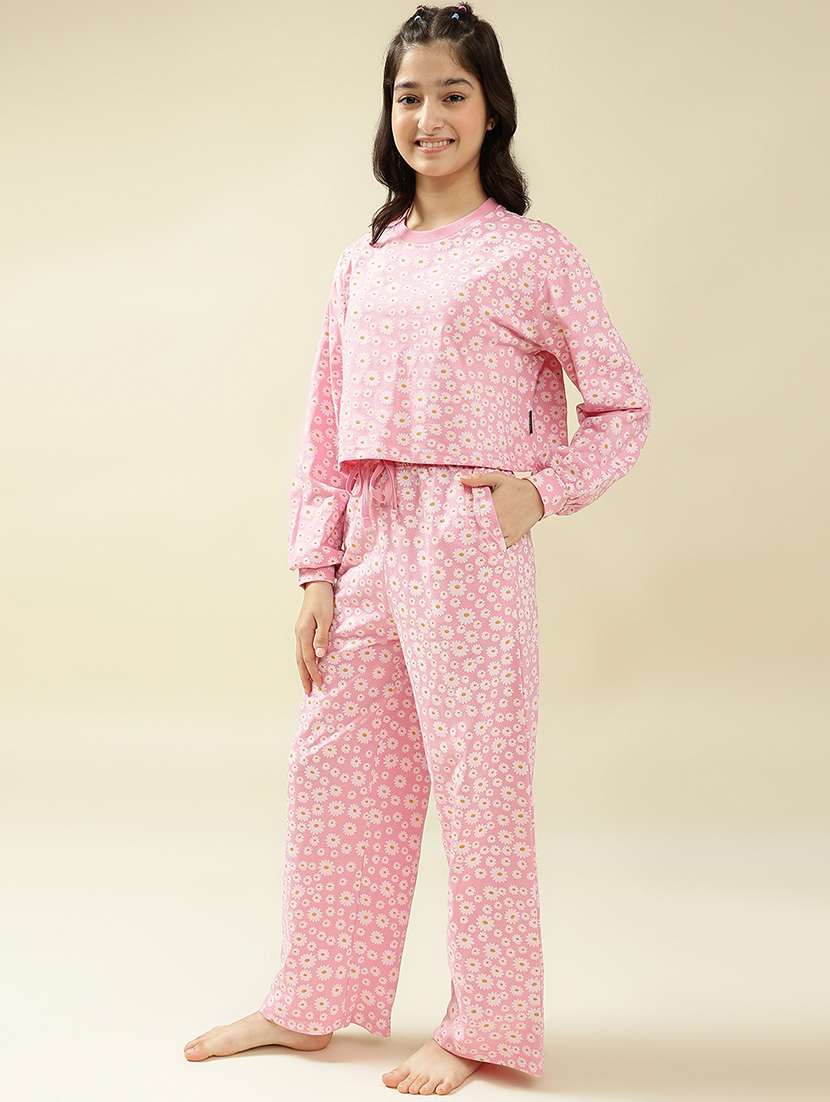 girls printed nightwear pyjama set - 22036959 -  Standard Image - 1