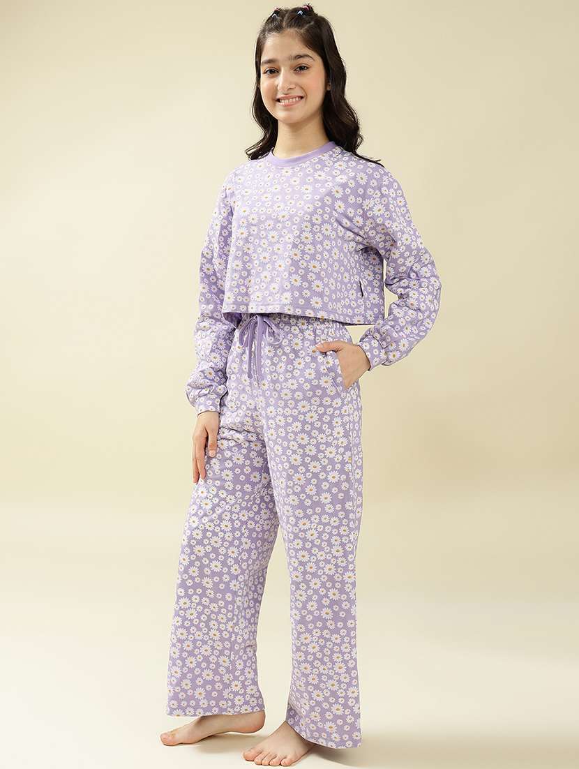 girls printed nightwear pyjama set - 22036960 -  Standard Image - 1