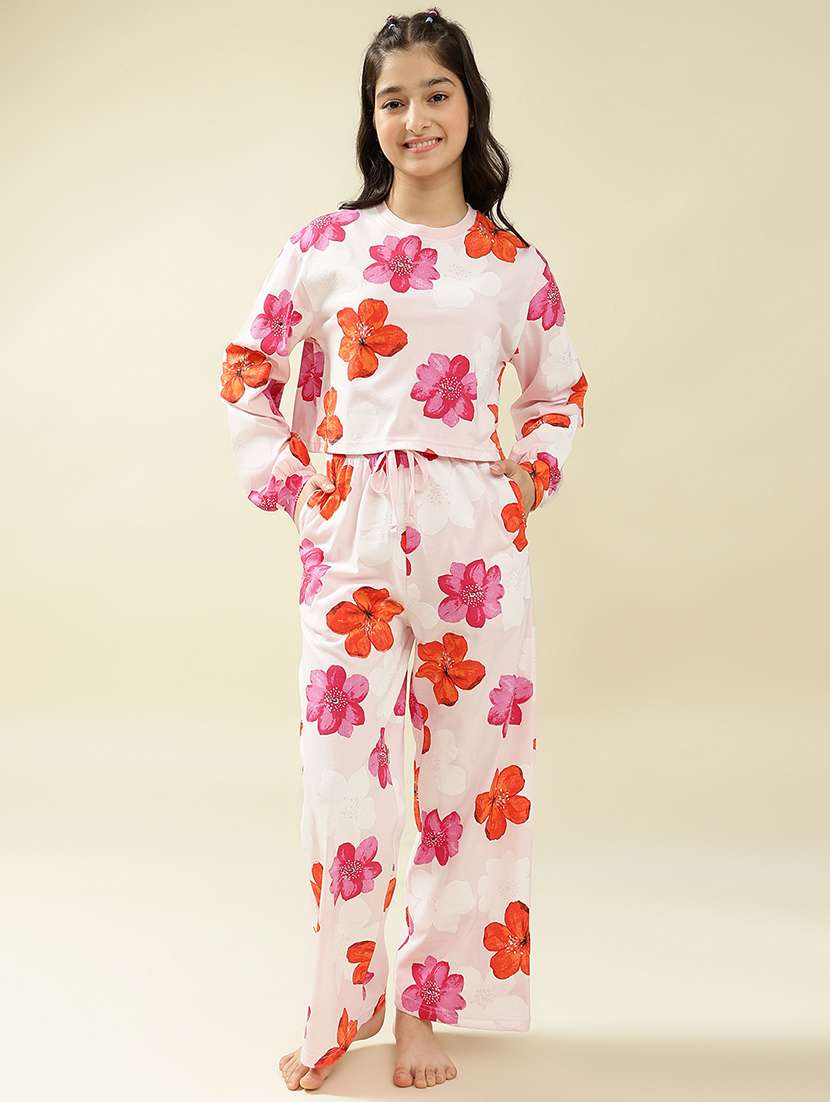 girls printed nightwear pyjama set