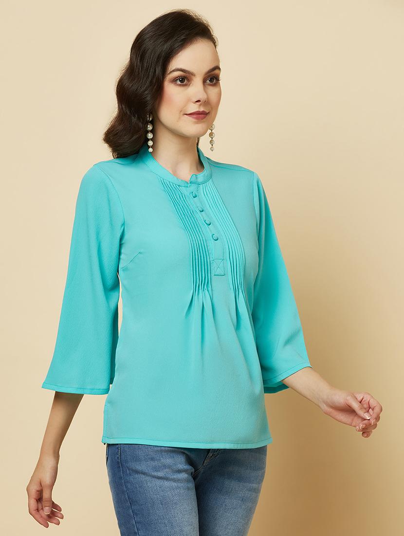 women solid bell sleeve regular top - 22036972 - Standard Image - 1