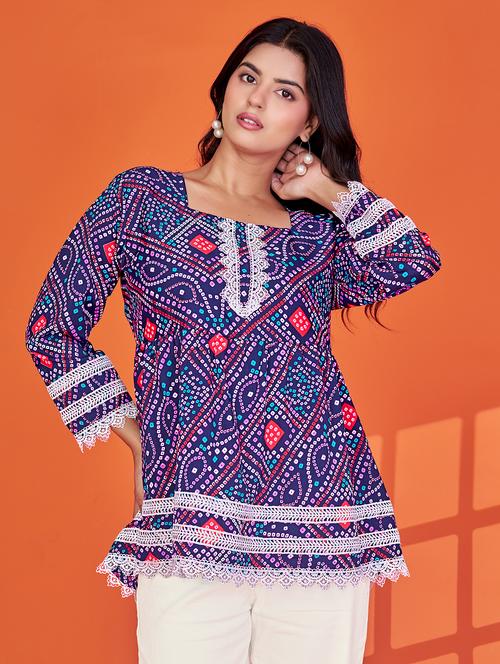 women printed long sleeve flared kurti - 22036974 -  Standard Image - 0
