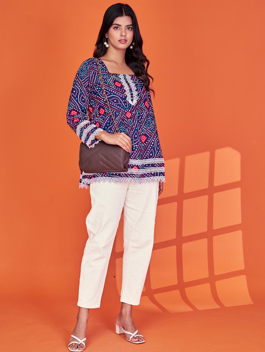women printed long sleeve flared kurti - 22036974 - Standard Image - 4