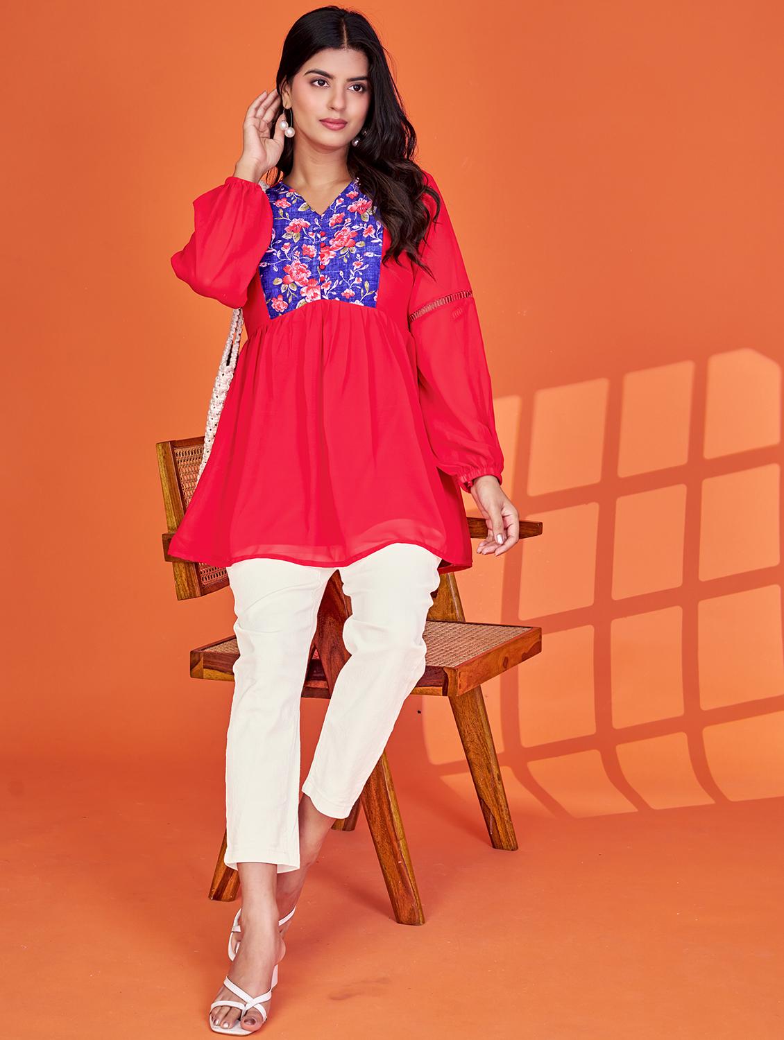 women floral print long sleeve flared tunic - 22036975 -  Standard Image - 1