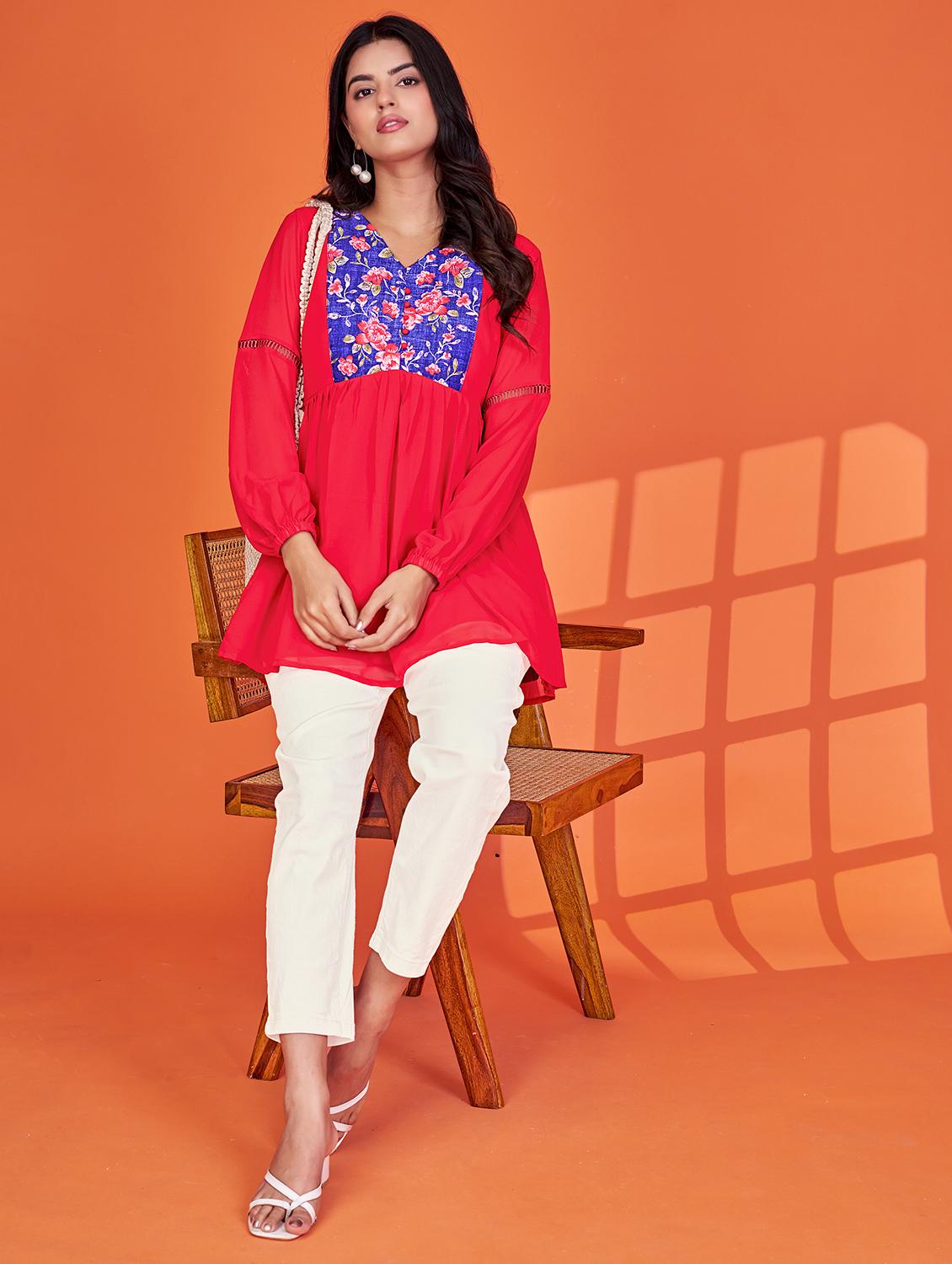 women floral print long sleeve flared tunic - 22036975 - Standard Image - 4