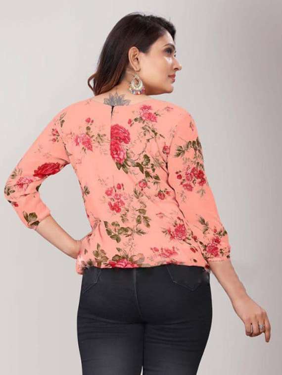 women floral print three quarter sleeve top - 22036977 -  Standard Image - 1