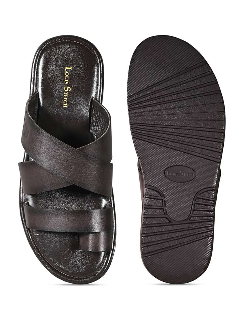 men brown slip on sandal - 22036982 -  Standard Image - 4