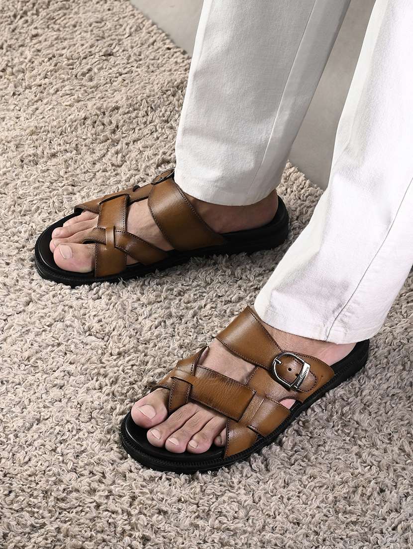 men tan slip on sandal - 22036986 -  Standard Image - 1