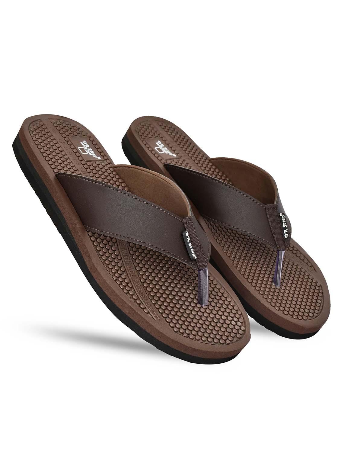 men brown solid flip flop - 22036988 -  Standard Image - 1