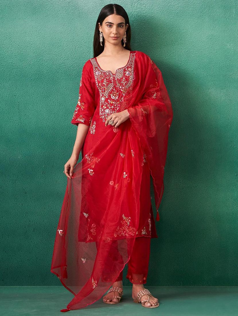women embroidered kurta and pant with dupatta - 22037005 - Standard Image - 1