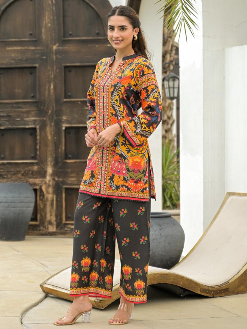 women floral print long sleeve ethnic co-ord set - 22037020 - Standard Image - 1