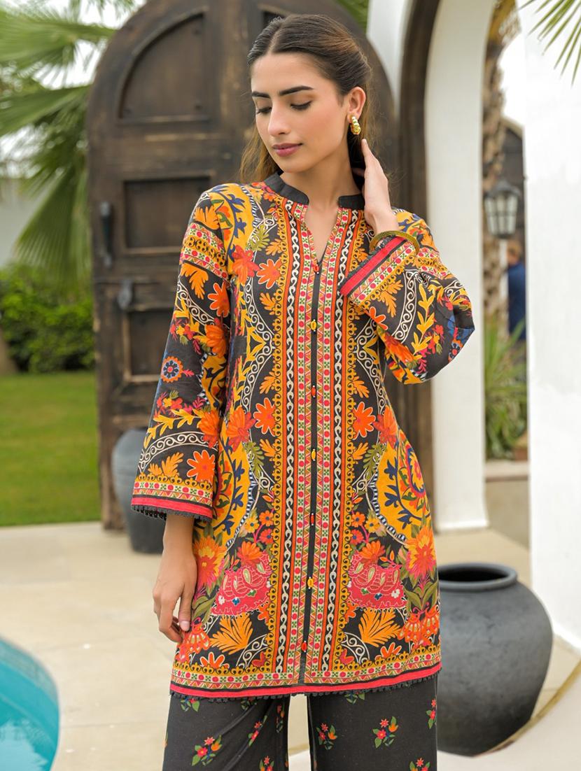 women floral print long sleeve ethnic co-ord set - 22037020 - Standard Image - 4