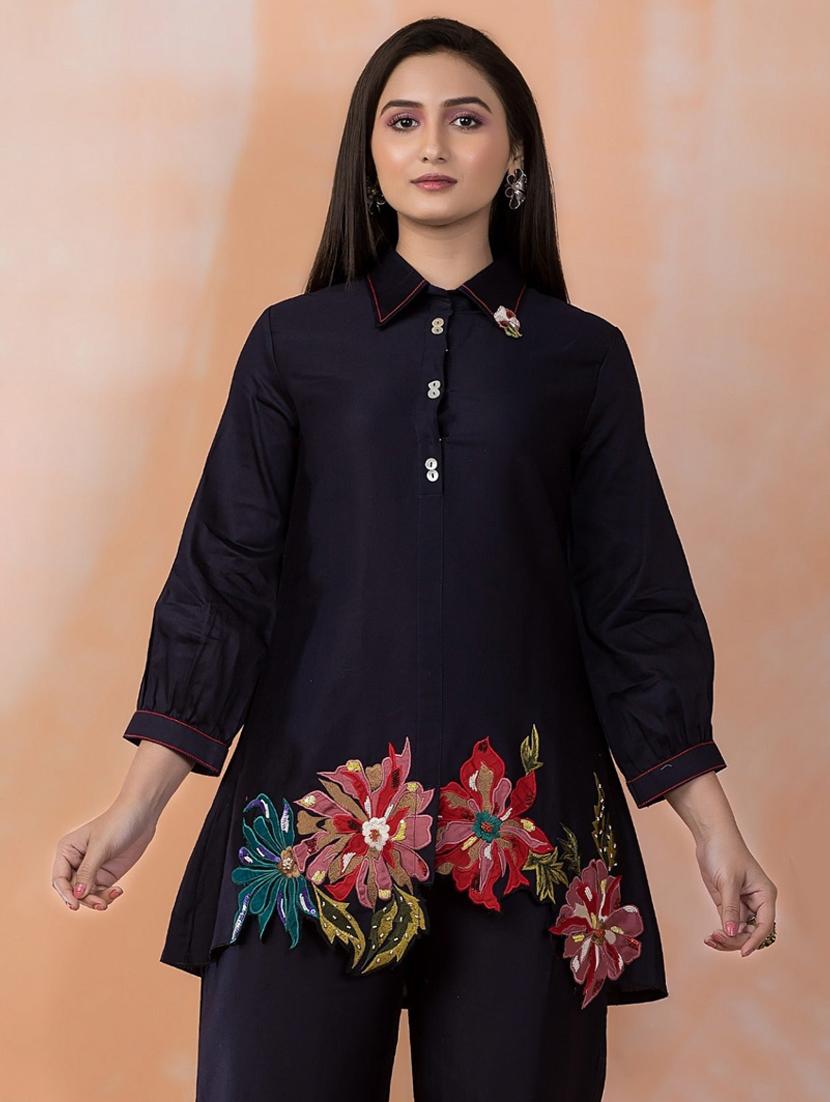 women embroidered puff sleeve ethnic co-ord set - 22037025 - Standard Image - 4