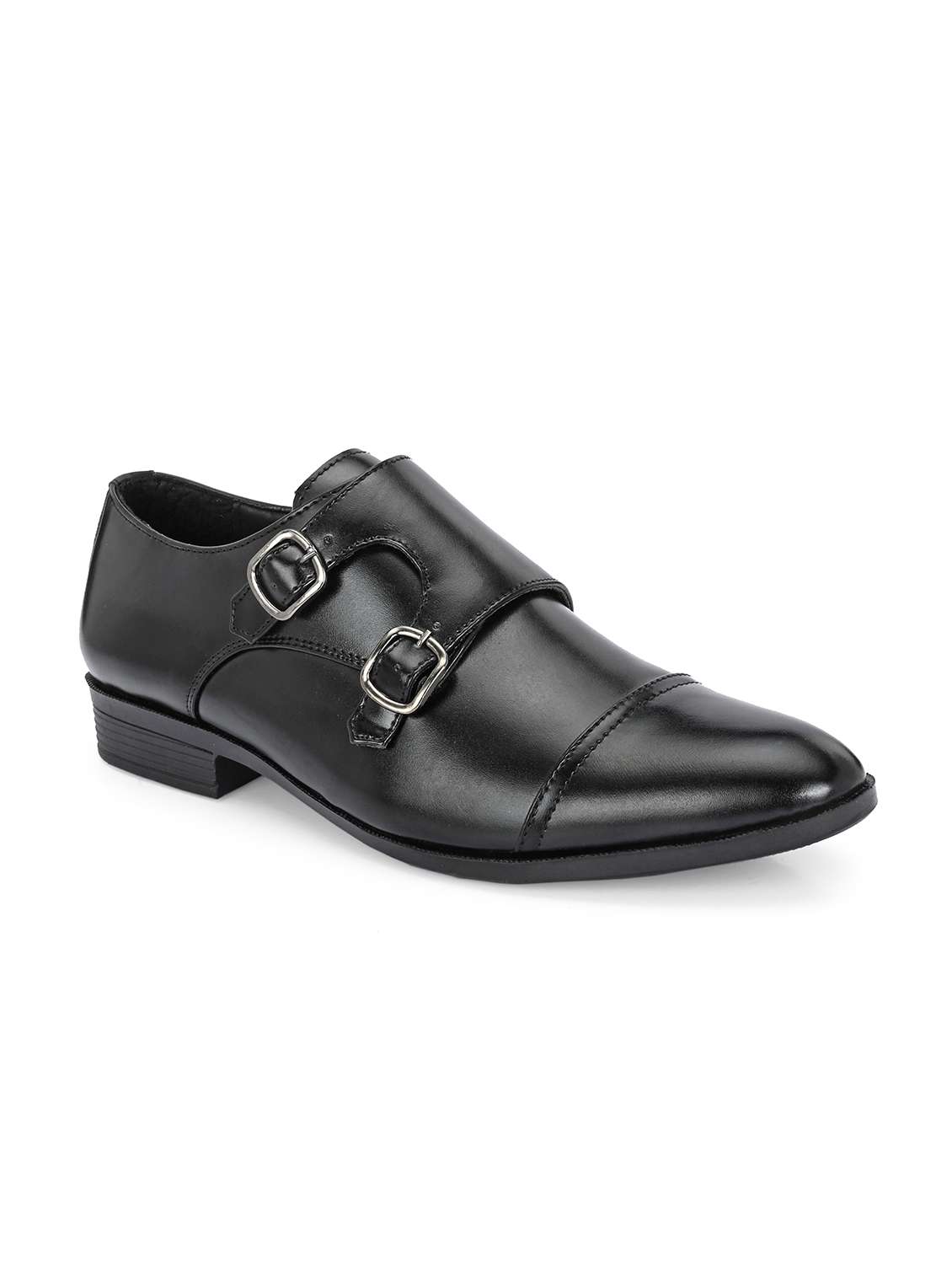 black synthetic monk straps - 22037034 -  Standard Image - 4