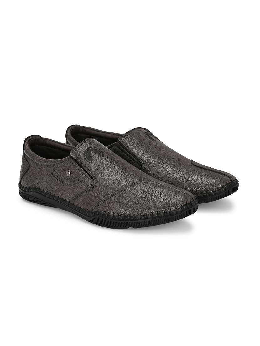 grey synthetic leather slip on ons - 22037037 - Standard Image - 1