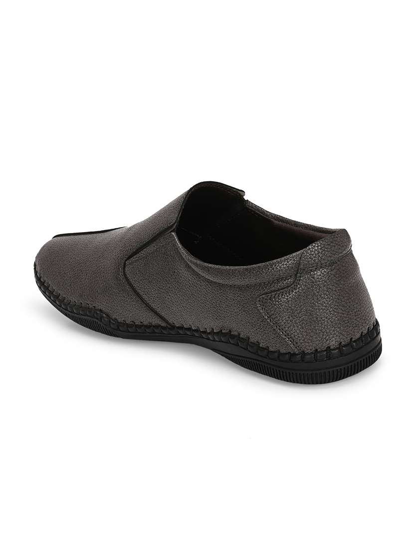 grey synthetic leather slip on ons - 22037037 - Standard Image - 4