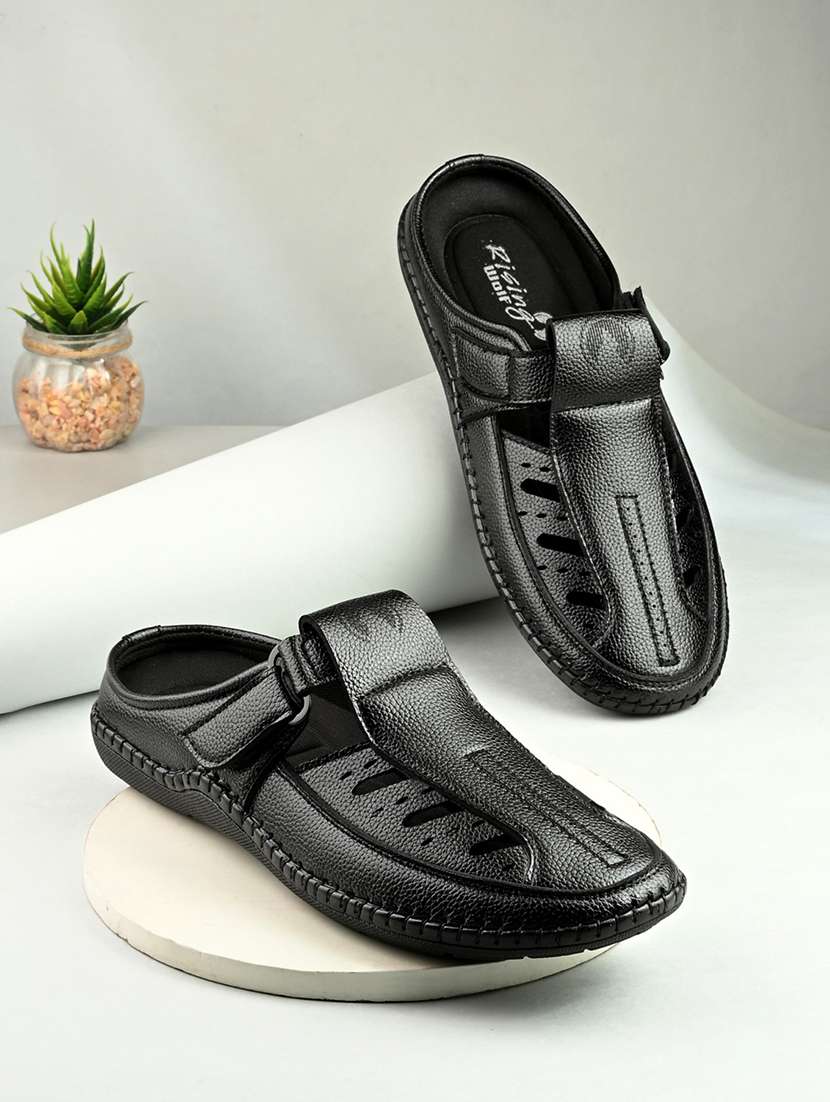 men black slip on sandal