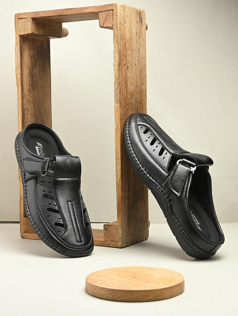 men black slip on sandal - 22037039 - Standard Image - 1
