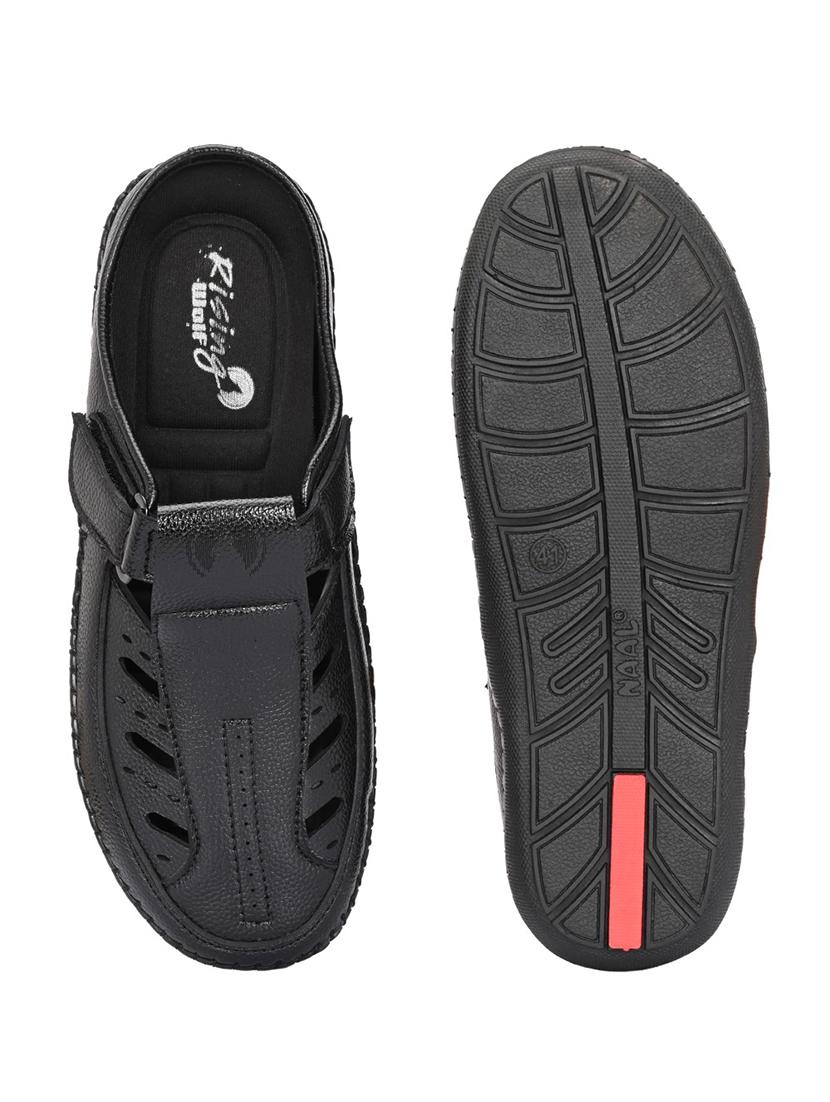 men black slip on sandal - 22037039 - Standard Image - 4