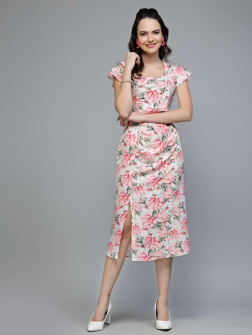 women florl print puff sleeve sheath dress - 22037056 -  Standard Image - 1
