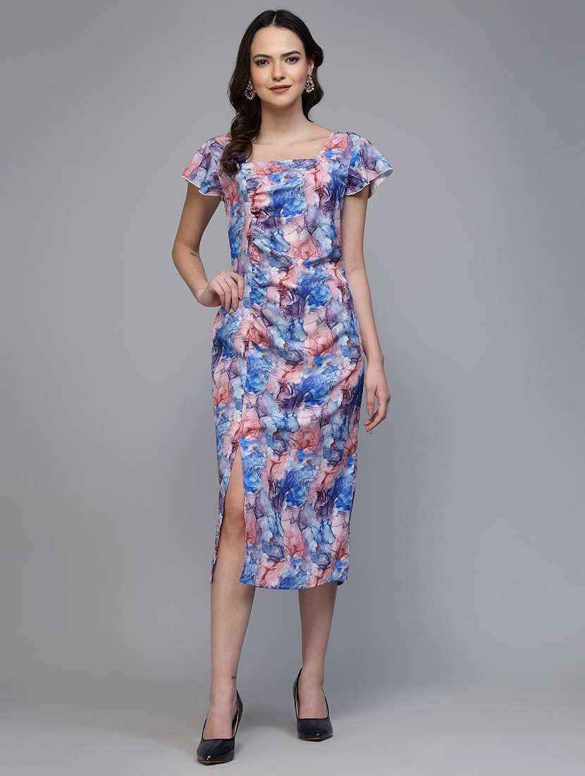 women florl print puff sleeve sheath dress - 22037057 - Standard Image - 1