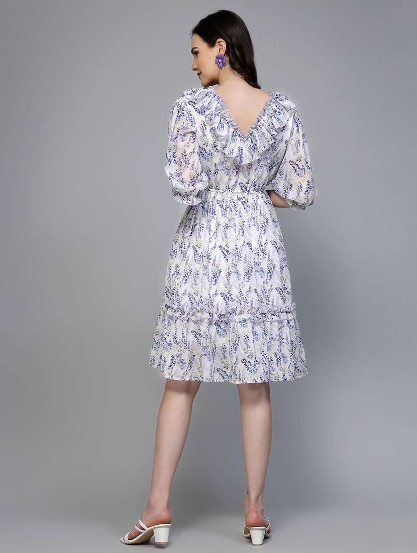 women floral print puff sleeve tiered dress - 22037059 - Standard Image - 4